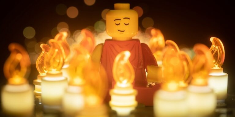 lego monk meditating