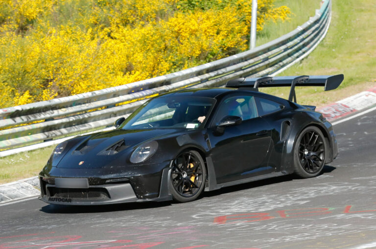 porsche 911 gt2 rs prototype at the nurburgring cornering side
